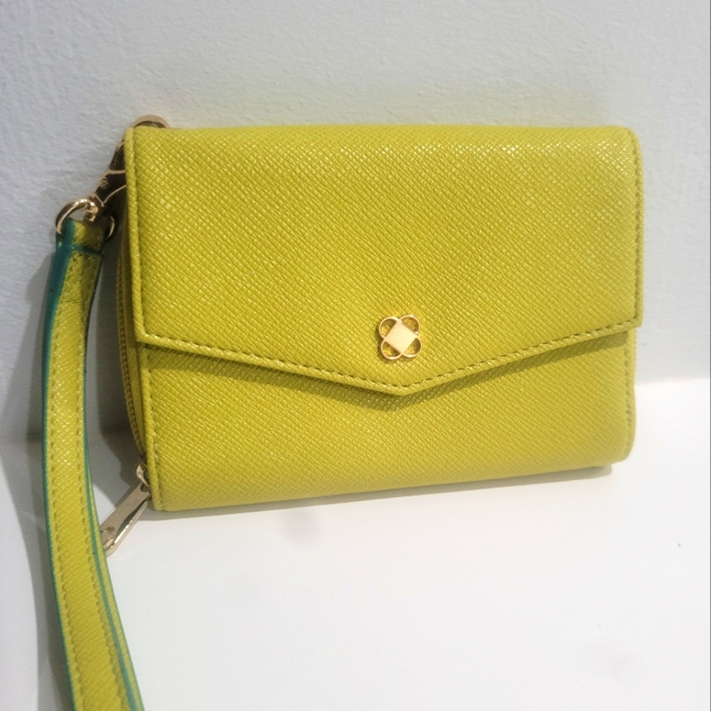 New Miche Wristlet Wallet Lime Green & Teal Like New Condition